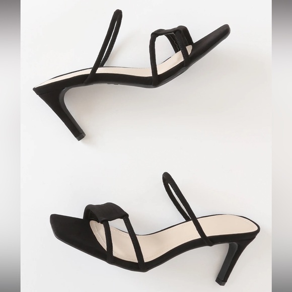 Norah Black Suede Square-Toe High‎ Heel Sandals - Picture 2 of 6